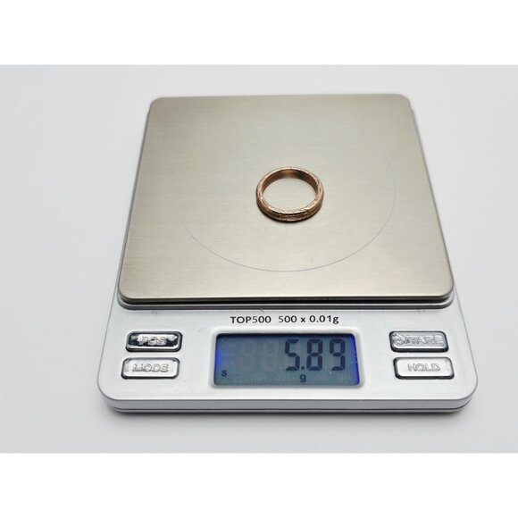 Beautiful 14K Karat Solid Rose Gold Designer Textured Wedding Ring Band - Size 8 - Picture 13 of 13